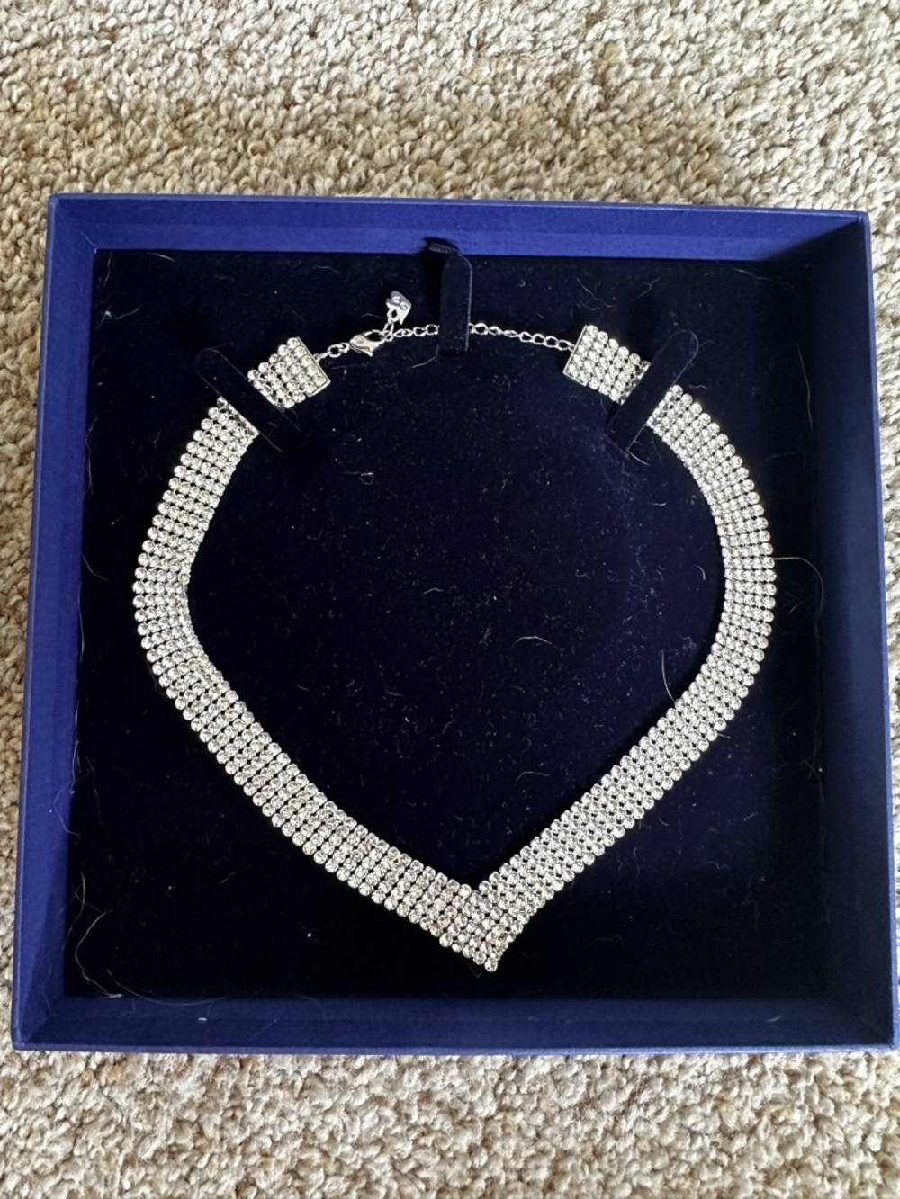 Swarovski Crystal V-Shape Choker Necklace in Silver